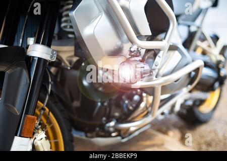 Cutout of a motorcycle, motorcycle and motorcycle parts Stock Photo