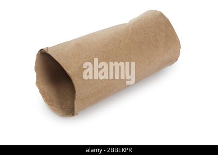 Studio shot of an empty toilet roll cut out against a white background Stock Photo
