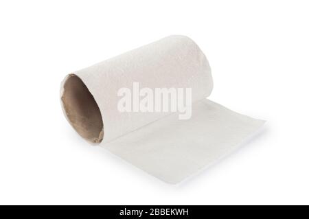 Studio shot of an empty toilet roll cut out against a white background Stock Photo