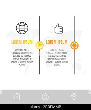 Minimal infographic thin line design with 2 steps or parts. Vector template used for diagram, presentations, flow chart, banner and timeline Stock Vector
