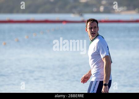 Rio de Janeiro. BRAZIL  FISA President.  Jean-Christophe ROLLAND.  2016 Olympic Rowing Regatta. Lagoa Stadium, Copacabana,  “Olympic Summer Games” Rodrigo de Freitas Lagoon, Lagoa. Local Time 07:32:01  Saturday  13/08/2016 [Mandatory Credit; Peter SPURRIER/Intersport Images] Stock Photo