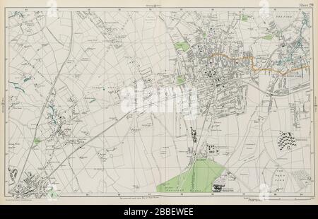 SUTTON Cheam Epsom Belmont Carshalton Ewell Banstead Downs. BACON  1913 map Stock Photo