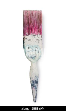 Studio shot of an old, dirty paintbrush cut out against a white background Stock Photo