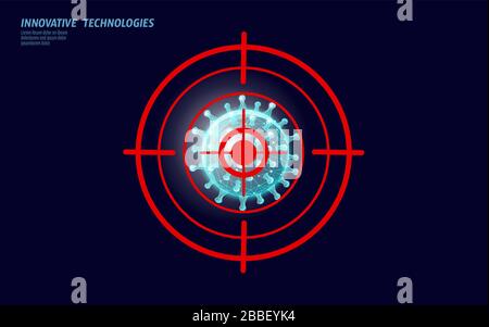Stop coronavirus 3D low poly render. Laboratory analysis infection virus influenza flu pneumonia. Modern science technology medicine vector Stock Vector