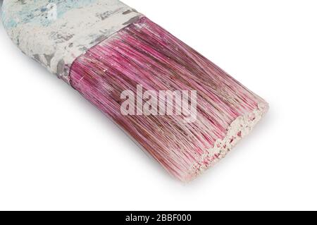 Studio shot of an old, dirty paintbrush cut out against a white background Stock Photo