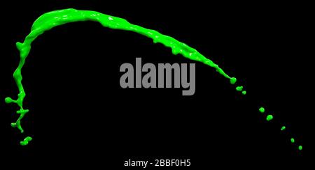 splendid green paint splash isolated on black background Stock Photo