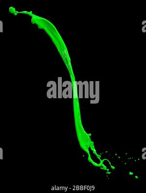 splendid green paint splash isolated on black background Stock Photo
