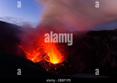 Dukono Volcano on Halmahera, Indonesia Stock Photo