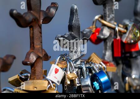 love locks in Prague Stock Photo