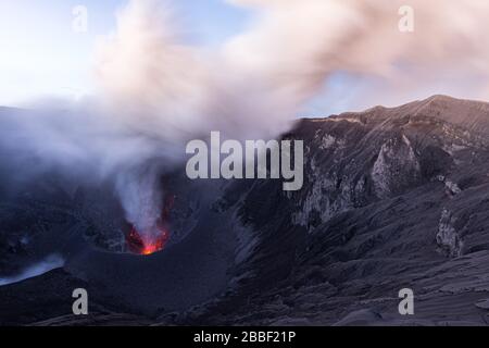 Dukono Volcano on Halmahera, Indonesia Stock Photo