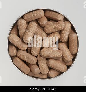 tablets, supplements, medicine, pills, round, group, container, tube, health, vitamins, minerals, additive, swallow, nutritional, nutrition, Stock Photo