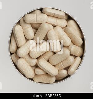 tablets, supplements, medicine, pills, round, group, container, tube, health, vitamins, minerals, additive, swallow, nutritional, nutrition, Stock Photo