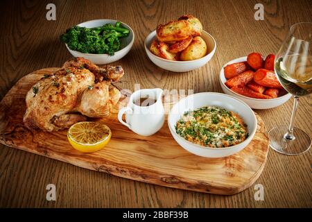 roast meal chicken beef lamb Stock Photo