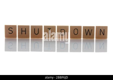 Shutdown of the economy and social contacts because of the coronavirus crisis. Isolated on white background. Germany Stock Photo
