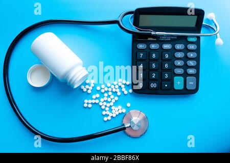 Health care medicine template for text background medication concept. Heart, stethoscope, pill, syringe, vial . medical help emergency healthy Stock Photo