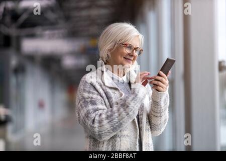 Portrait of senior woman smiling Stock Photo