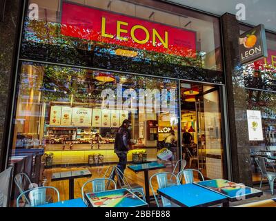 Leon british naturally and healthy fast food at Tottenham Court Road - London Stock Photo