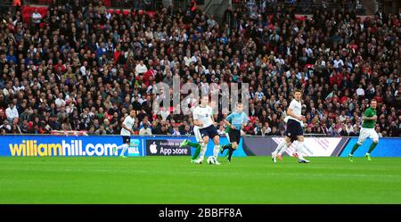 General view of the action between England and Republic of Ireland Stock Photo