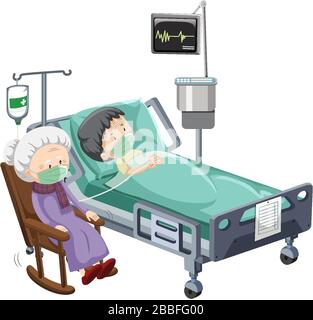 woman in hospital bed clip art