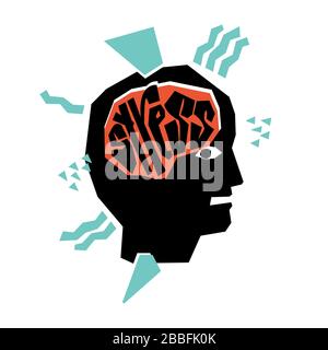 Hand drawn hatching lettering word stress. Vector conceptual illustration with doodle elements Stock Vector