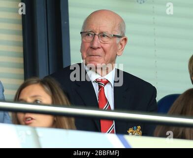 Manchester United director and former player Sir Bobby Charlton in the stands Stock Photo