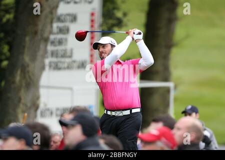Italy's Francesco Molinari in action during Day Two of the 2013 BMW PGA Championship, at Wentworth Golf Club. Stock Photo