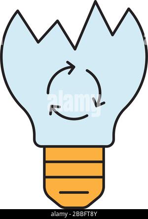 Light bulb recycling vector icon symbol isolated on white background Stock Vector