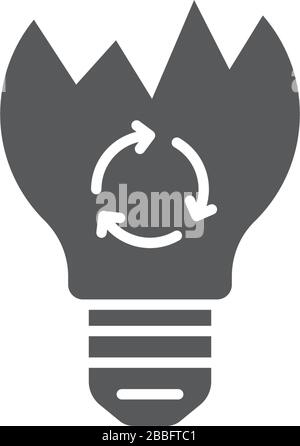 Light bulb recycling vector icon symbol isolated on white background Stock Vector