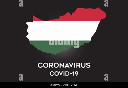 CoronaVirus in Hungary and Country flag inside Country border Map Vector Design. Covid-19 with Hungary map with national flag Vector Illustration. Stock Vector
