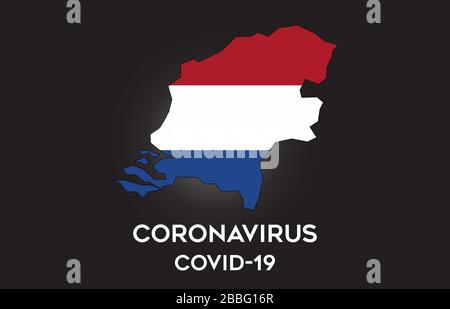 CoronaVirus in Netherlands and Country flag inside Country border Map Vector Design. Covid-19 with Netherlands map with national flag Vector Illustrat Stock Vector