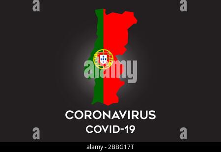 CoronaVirus in Portugal and Country flag inside Country border Map Vector Design. Covid-19 with Portugal map with national flag Vector Illustration. Stock Vector