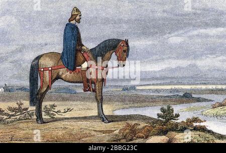 ALFRED THE GREAT (c 847-899) 19th century depiction of the King of Wessex and the Anglo-Saxons Stock Photo