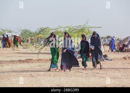 Ingall, Niger : Wodaabe (Fulani) women during Cure Salee nomad festival Stock Photo