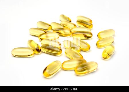 Evening primrose oil capsules Stock Photo