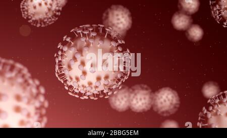 Coronavirus 2019-nCov novel coronavirus outbreak. Microscope virus close up. 3d rendering. Stock Photo
