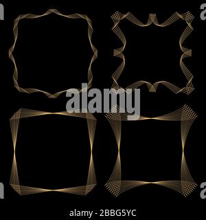 Golden geometric frames art deco style. Set of 4 trendy frames with copy space. Vector illustration Stock Vector