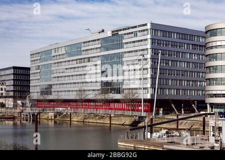 Mitsubishi Hitachi Power Office in Duisburg inner harbor Stock Photo