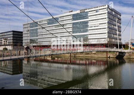 Mitsubishi Hitachi Power Office in Duisburg inner harbor Stock Photo