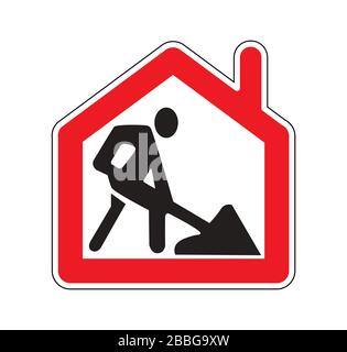 Remote work from home road sign symbol isoalte on white Stock Vector