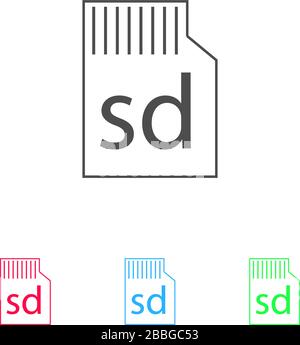 Micro sd card icon flat. Color pictogram on white background. Vector illustration symbol and bonus icons Stock Vector