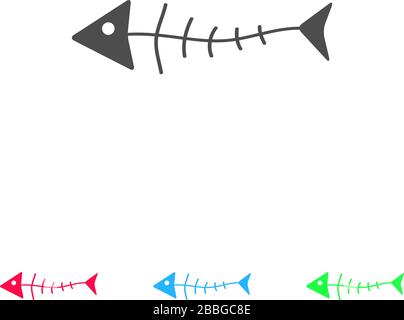 Fish skeleton icon flat. Color pictogram on white background. Vector illustration symbol and bonus icons Stock Vector
