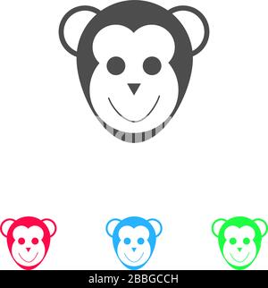 Monkey head icon flat. Color pictogram on white background. Vector illustration symbol and bonus icons Stock Vector