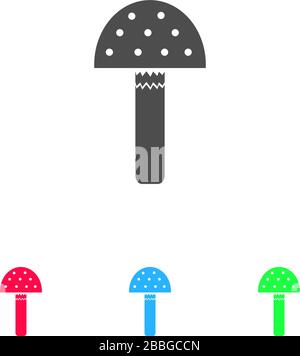 Amanita icon flat. Color pictogram on white background. Vector illustration symbol and bonus icons Stock Vector