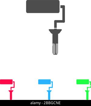 Paint roller icon flat. Color pictogram on white background. Vector illustration symbol and bonus icons Stock Vector