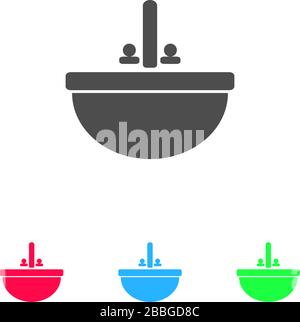 Washbasin icon flat. Color pictogram on white background. Vector illustration symbol and bonus icons Stock Vector