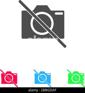 No photo camera icon flat. Color pictogram on white background. Vector illustration symbol and bonus icons Stock Vector