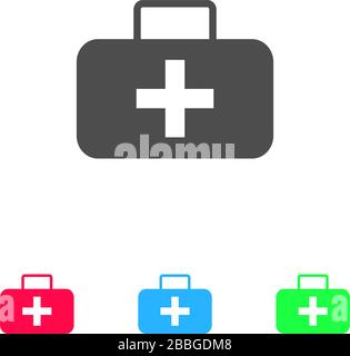 Medicine chest icon flat. Color pictogram on white background. Vector illustration symbol and bonus icons Stock Vector