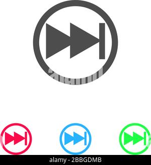 Fast forward double right arrows icon flat. Color pictogram on white background. Vector illustration symbol and bonus icons Stock Vector