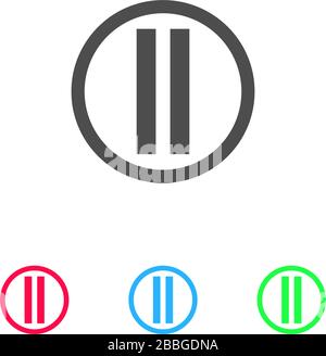 Pause button icon flat. Color pictogram on white background. Vector illustration symbol and bonus icons Stock Vector