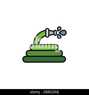 Hose. Filled color icon. Isolated gardening vector illustration Stock Vector
